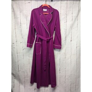 Kayser Belted Flannel Robe Womens XL VTG Fuchsia‎ USA Dressing Gown House Coat